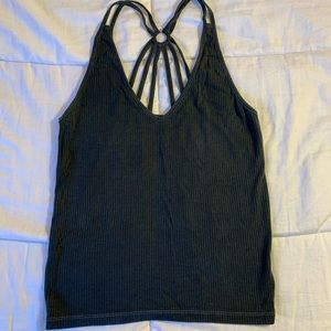 American Eagle v neck crop tank with back detail
